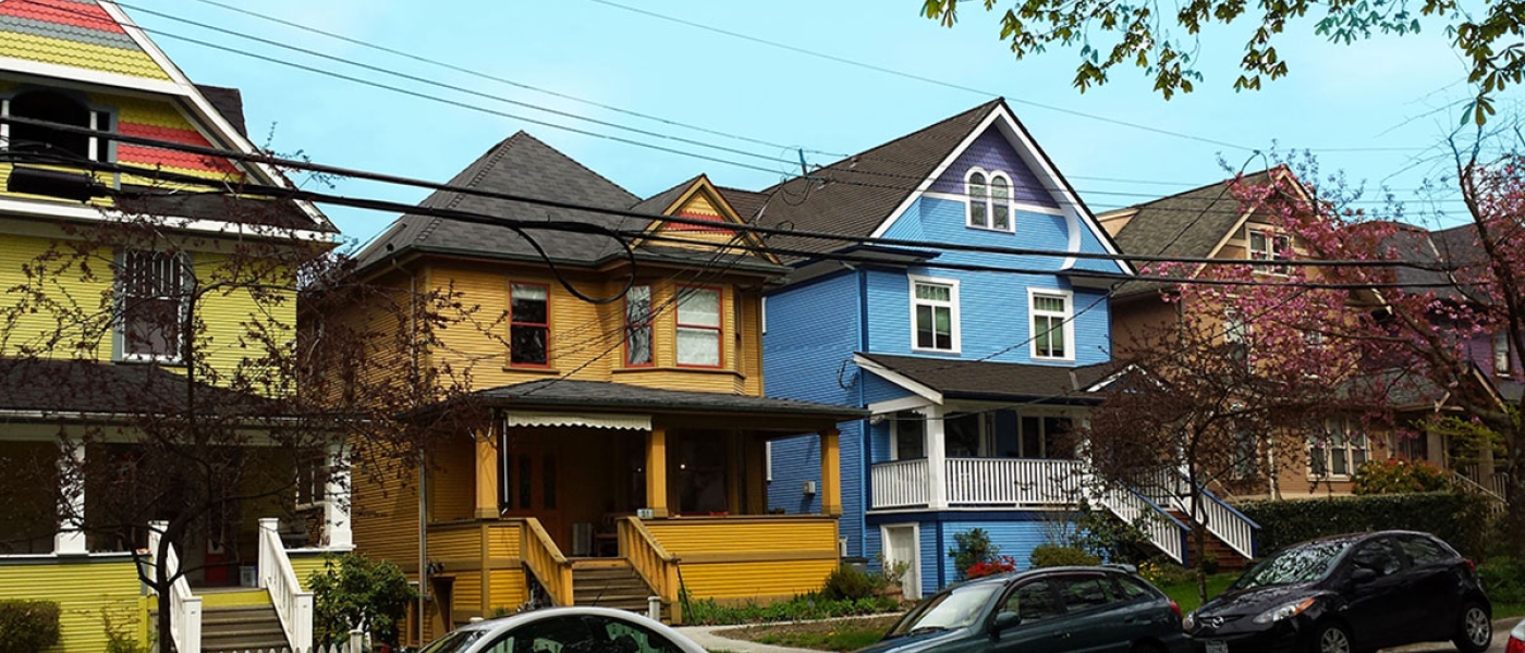 Yellow and blue character houses 