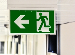 Photo of an emergency exit sign 